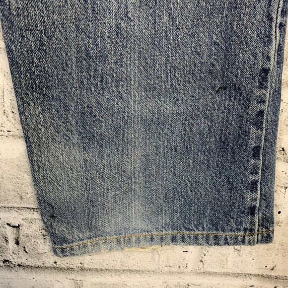 Levi's 527 Low Boot Cut Distressed Denim Jeans - Picture 8 of 16